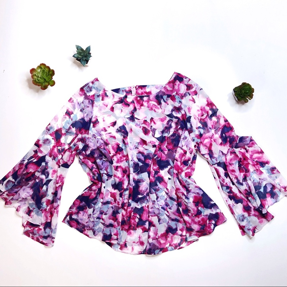 Jennifer Lopez Bell Sleeve Flowy Blouse